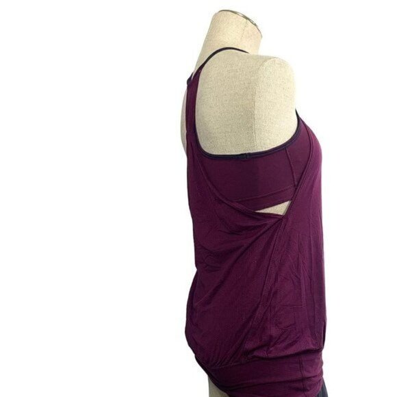 Lululemon No Limits Yoga Tank & Shelf Bra Plum/Hyper Stripe Plum Size 4/XXS - Picture 5 of 8